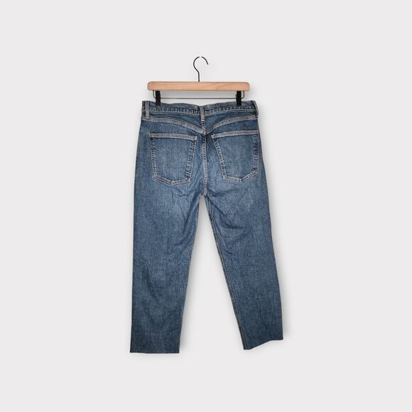 AGOLDE Womens Kye Straight Crop Jeans 28 Blue Stretch Denim Raw Hem - Picture 5 of 6